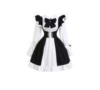 OUTLETISSIMO Costume Maid Femme Taille M - Robe Femme Noir Blanc Style Lolita - Robe Cosplay Classique à Manches Longues et Jupe à Volants pour Carnaval, Halloween, Fêtes