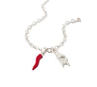 OUTLETISSIMO® ET288 Collier pour femme avec pendentifs corn rouge émaillé et geste des cornes