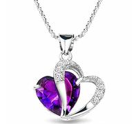 Outletissimo ET40 Collier avec pendentif en forme de cœur violet et cristaux Swarovski