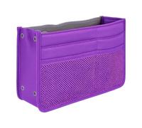 OUTLETISSIMO Organisateur de sac violet - insert bag multi poches en nylon avec fermeture éclair et filet - porte objets intérieur sac femme sac beauty case maquillage diviseur voyage