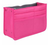 OUTLETISSIMO Organiseur de sac Fuchsia - insert bag multi poches en nylon avec fermeture éclair et filet - porte objets intérieur sac femme sac à main beauty case maquillage diviseur voyage