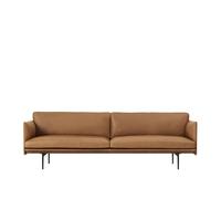 Muuto Canapé Outline 3 places cuir Cognac-pieds noirs