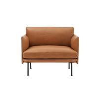 Outline Fauteuil Rembourré Cuir Cognac/Base Noir