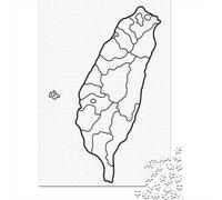 Outline Map of Taiwan with Administrative Divisions Puzzle en Bois | Comme idée cadeau de Noël : ce puzzle 1000 pièces pour adultes convient aux longues soirées de décembre.