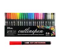 Outline Pens - Shimmer Markers | Self-Outline Markers for Glitter Doodle Drawing | Doodle Dazzle Writing Drawing Pen for Birthday Greeting Festival Card
