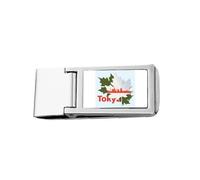 Outline Porte-monnaie fin en acier inoxydable Motif ville japonaise Tokyo