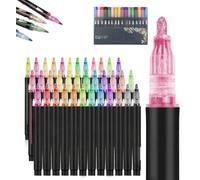Outline Shimmer Marker, 8/12/24/36/48 Colors Double Line Metallic Quick Dry Magische Stifte Pens, Fun Squiggles Art Pen for Highlight Drawing,Xmas Cards, Doodling Journal (36 Colour, 8.3*0.8*5.3 in)