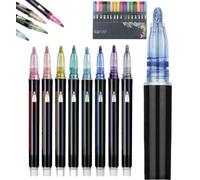 Outline Shimmer Marker, 8/12/24/36/48 Colors Double Line Metallic Quick Dry Magische Stifte Pens, Fun Squiggles Art Pen for Highlight Drawing,Xmas Cards, Doodling Journal (8 Colour, 3.8*0.5*5.3 in)