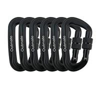 Outmate 12kN Mousquetons robustes de 8,1 x 5,1 cm - Durable et léger en alliage d'aluminium pour randonnée, camping, porte-clés, laisses de chien, hamacs et plus encore (porte à vis, 6 noirs)