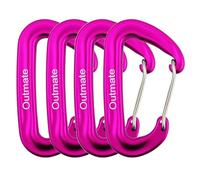 Outmate 12kN Mousquetons robustes de 8,1 x 5,1 cm, durables et légers en alliage d'aluminium pour randonnée, camping, porte-clés, laisses de chien, hamacs et plus encore (portail métallique, 4 roses)