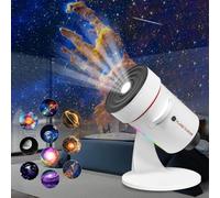 Outney Projecteur Ciel Etoile, Planetarium Projecteur Galaxie avec 10 Disques de Film, Timer Off Contrôles&Lumière de Nuit de 8 Couleurs, Rotatif à 360° Veilleuse Enfant pour Décoration des Chambres