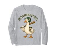 Outnumbered by Boys Mom Goose Baseball Mama Manche Longue