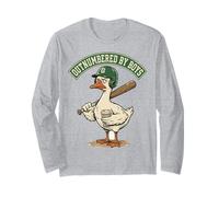 Outnumbered by Boys Mom Goose Baseball Mama Manche Longue