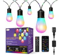 OUTON Guirlande Guinguette Extérieur, LED RGBAI Guirlande Lumineuse Exterieure avec 108 Mini Lumières, Blanc Chaud, IP65 Imperméable, Télécommande et App, Fonctionne avec Alexa, pour Terrasse, 15M