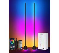 OUTON Lampadaire LED 2-Pièces, RGBIC Dimmable Lampadaires avec Télécommande et Contrôle App, 16 Million de Couleurs, 256 Modes De Scène, Synchronisation Musicale, Hauteur Réglable, pour Salon, Jeux