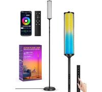 OUTON Lampadaire LED avec Télécommande et Contrôle via App, 16 Millions de Couleurs, 32 Modes de Scène & Synchro Musique, 1500 LM, Lampes d’Angle Moderne pour Salon, Chambre, Gaming, Noir Mat