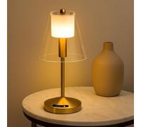 OUTON Lampe de Table LED Sans Fil - Touch-Dimmable, 3 Températures (3000 K-6000 K), 4000 mAh USB-C, 120 h Autonomie, Mémoire, pour Chambre, Restauration, Déco (Or - 1 pièce)