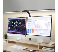 OUTON LED Lampe de Bureau Double Tête 85cm - Gradation Douce 2000LM/24W - 3 Tons (3K/4K/6.5K) - Anti-Éblouissement PC/Étude - Noir Moderne