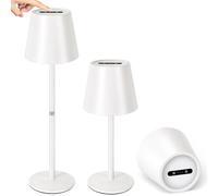OUTON Lot de 2 Lampes LED sans Fil à Batterie - Dimmable Touch, 3 Températures (2700 K-6500 K), 4000 mAh USB-C, Étanchéité IP54, 6 h d’Autonomie - Idéal Intérieur/Extérieur & Cadeaux ((Blanc)