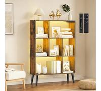 OUTONLIFE Bibliothèque 7 Cubes avec Lumière LED, Commande Tactile et Télécommande, Étagère de Rangement Autoportante, Intensité Réglable, Meuble Moderne en Bois pour Salon, Chambre ou Bureau