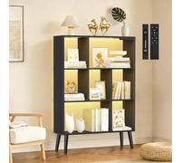 OUTONLIFE Bibliothèque 7 Cubes avec Lumière LED, Commande Tactile et Télécommande, Étagère de Rangement Autoportante, Intensité Réglable, Meuble Moderne en Bois pour Salon, Chambre ou Bureau