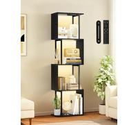 OUTONLIFE Bibliothèque Géométrique en S à 5 Niveaux avec Lumière LED, 3 Températures de Couleur, Commande Tactile et Télécommande, Étagère Ajustable pour Salon, Chambre ou Bureau