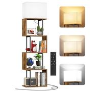 OUTONLIFE Lampadaire sur Pied avec Bibliothèque en S, 5 Niveaux, Réglable avec 3 Températures de Couleur, Design Moderne avec Étagères et Télécommande pour Salon, Chambre et Bureau