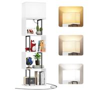 OUTONLIFE Lampadaire sur Pied avec Bibliothèque en S, 5 Niveaux, Réglable avec 3 Températures de Couleur, Design Moderne avec Étagères et Télécommande pour Salon, Chambre et Bureau