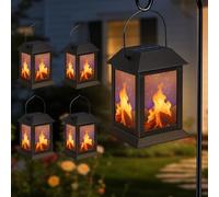 OUTONLIFE Lot de 4 Lanternes Solaires Imperméables, Flamme Fixe, Double Charge USB/Solaire, Lumières Suspendues et de Chemin pour Jardin, Terrasse, Cadeau Pour Femmes, Maman, Grand-Mère