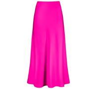 Outoshe Jupe longue en satin taille haute pour femme avec taille élastique dissimulée, coupe trapèze, rose vif, Taille M