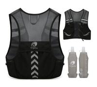 Outplea Gilet Hydratation avec 2pcs 500ml Bouteilles d’Eau Douce, Ultra Léger Gilet Trail Running Femme Homme, Réglable Sac Hydratation Running pour Randonnée Course à Pied Sport, Noir, M