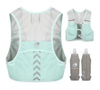 Outplea Gilet Hydratation avec 2pcs 500ml Bouteilles d’Eau Douce, Ultra Léger Gilet Trail Running Femme Homme, Réglable Sac Hydratation Running pour Randonnée Course à Pied Sport, Vert, L