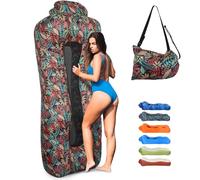 Outplea Hamac Gonflable avec Sac, Portable Canapé Gonflable Air Sofa Eau et Terre, Respirant et Maille Pouf Gonflable Exterieur pour Jardin Camping Voyager Plage, Rouge Tropical