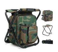 Outplea Tabouret de Camping Ultraléger pour Adultes avec Sac à Dos Isotherme Amovible 15 L, Grand Siège de Chasse Pliable Portable, pour Pêche et Extérieur