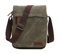 Outreo Homme Sac en Bandoulière Rétro Sac Porté épaule Vintage Mallette Sac Besace Sacoche en Toile Sac Cabas école pour Laptop Loisir Bourse Sac à Main, Vert, L, Rétro,Vintage
