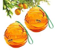 Outside Bee Traps, 2 Pack Outdoor Hornet Traps, Reusable Fruit Fly Catcher with Natural Bait System, Hive-Shaped Hanging Insecst for Garden Yard Patio Balcony 4.72 inches