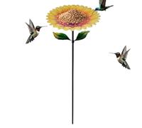 Outside Bird Drinking Station - Sunflower Iron Metal Yard Bird Bath Stake