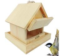 Outside Bird House, Decorative Bird Cage, 6.77 inch Sturdy Wood Nesting Box, Rustic Cottage Design, Weather-Resistant Construction, Ideal for Garden & Patio Use