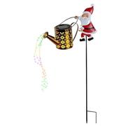 Outside Christmas Lights - Santa Claus LED Watering Can, Retro Solar Powered Holiday Decor, Waterproof LED Outdoor Christmas Lights for Garden Yard Patio Porch Lawn Walkway Party Winter