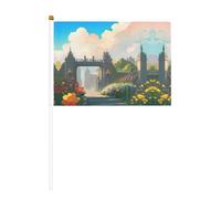 Outside the Castle Gate Lot de 10 drapeaux imprimés à main - 14 x 20,8 cm