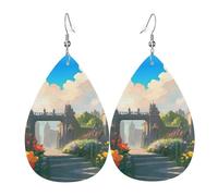 Outside the Castle Gate Print Dangle Earrings for Women - Bijoux légers en forme de larme, accessoire de fête, créoles tendance