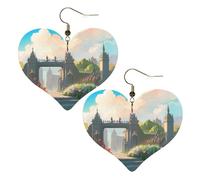 Outside the Castle Gate Prints Boucles d'oreilles élégantes en forme de cœur légères accessoires pour femmes parfaites pour les fêtes et la Saint-Valentin.