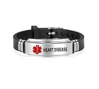 OutstandLong Bracelet d'alerte médicale en silicone réglable pour les premiers secours gravé au laser pour homme, Silicone, Silicone.