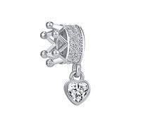 OutstandLong Breloque en forme de cœur en cristal transparent étincelant pour maman, bracelet Pandora pour petite amie, Métal, Base