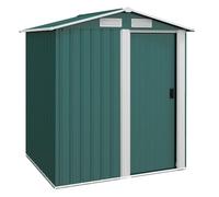 Outsunny 1,7m² Abri de Jardin en Acier galvanisé avec 4 Prises d'air, abri à Outils avec Toit incliné, Porte coulissante, 152x132x188 cm, Vert