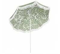 Outsunny 1.8 m Parapluie de plage avec ancre de sable, portable vert | Inclinaison 30°, Parasol frangé, Ombre patio, Hauteur réglable, Sac transport, Protection UV, Motif feuille