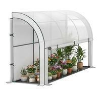 Outsunny 10 x 3 x 5 Pieds Serre adossée à paroi Couverture PE Blanc