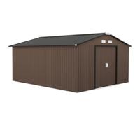 Outsunny 11' x 13' Abri de Jardin métallique de Rangement, Brun
