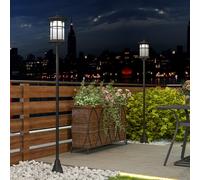 Outsunny 2 Lampadaires Solaires Extérieur avec Panneau Solaire Allumage Automatique et Cadre en Acier Inoxydable Étanche IP44 Noir