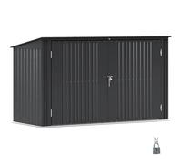 Outsunny 233 x 105 cm Housse de poubelle d'extérieur pour 3 boîtes de 240 L, 2,3 m² pour bacs à déchets avec 2 portes et serrures, cabane d'extérieur, maison pour poubelles en acier, gris